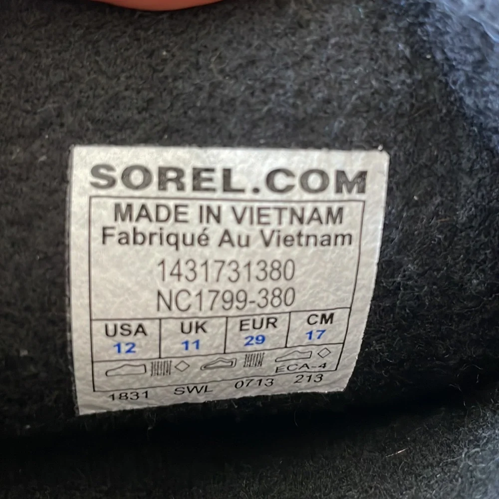Sorel 1831 Gray & Yellow Insulated Waterproof Snow Boots Kids Size 12